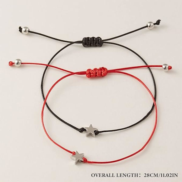 2-pack Stjärn-Löfte Armband, Justerbara Handgjorda Reprelationer