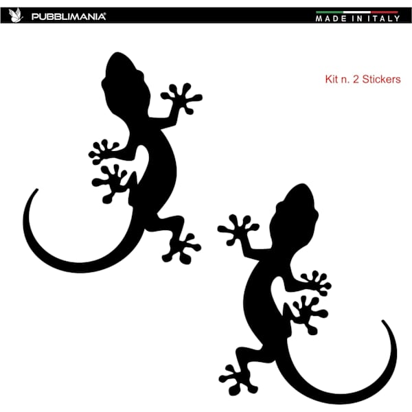 (Glans Sort 30x33cm cm) Sæt af 2 - Gecko Firben - Klistermærker til