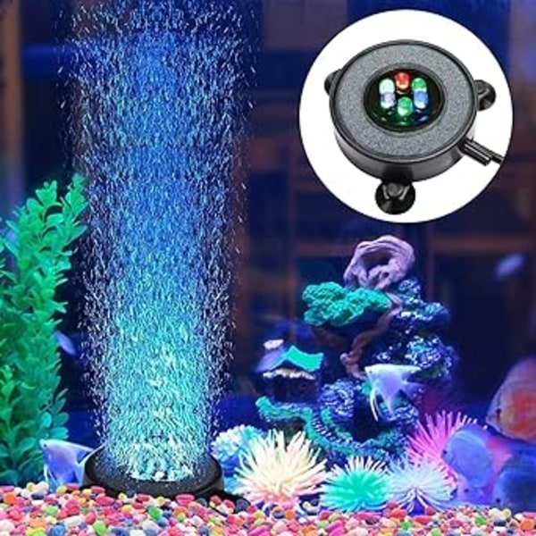 /#/LED Aquarium Fish Tank Air Stone Light, Multi-Colored Air Bubble/#/