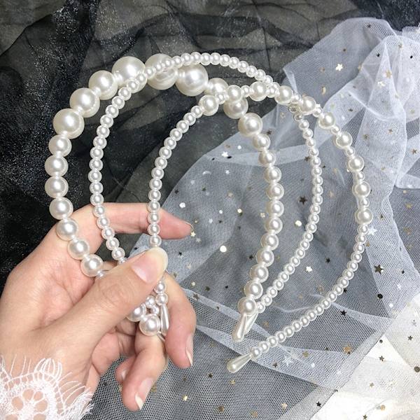 3 Tiaraer til Kvinder og Piger med Perler og Krystalblomster - Hai