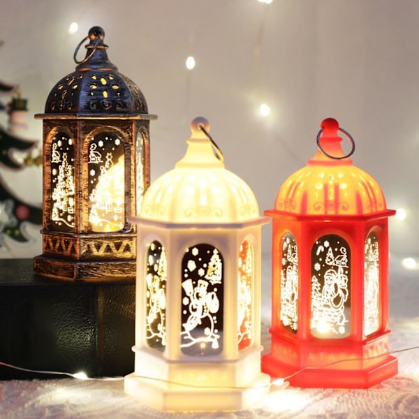 Retro LED Jul Flamma Nattlampa Med Hängande Ring Snögubbe Julgran Element Livfull Färg Jullampa Gåva KaesiWhite