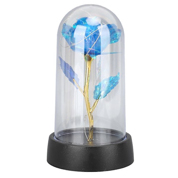 Blå Blomst Natlampe Romantisk Atmosfære Sengelampe Glas Rose Blomst Lampe til Soveværelse Skrivebord