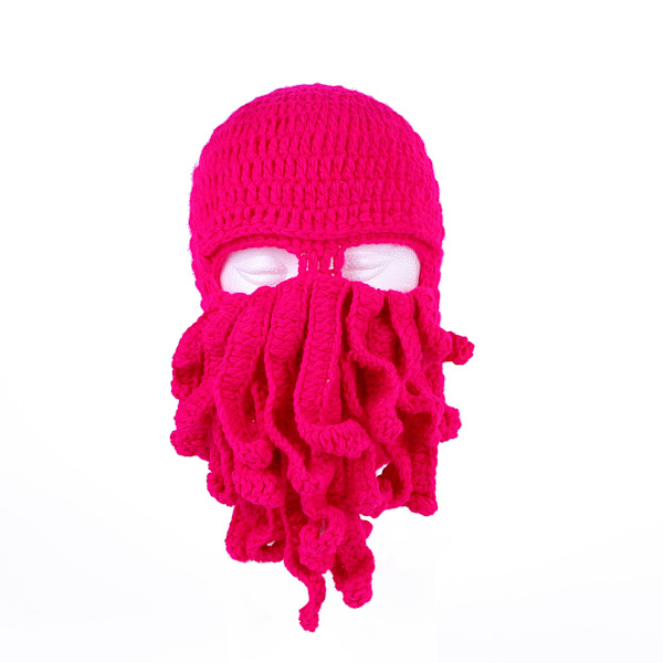 En blækspruttehue i mørk rosarød, sjov ridderhjelm beanie med Bea