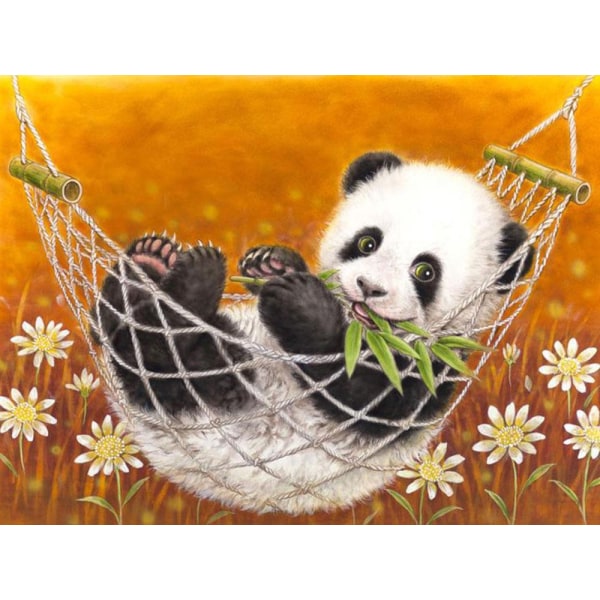 #30x40cm Vuxna barn 5D DIY Diamond Art Painting Kit - Panda on Ham#