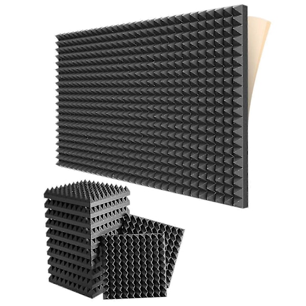 12 Pakke Selvklebende Lydtette Skumplater 2x12x12 tommer Akustikkpaneler Med Høy Tetthet, pyramide -ys