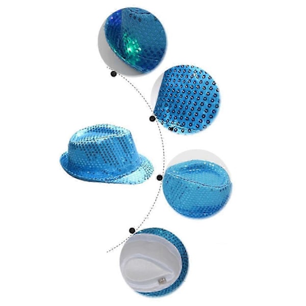 LED-lampa för vuxna med 9 färger, paljetter, Performance Jazz-keps (rosröd) 1 st