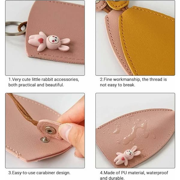 Easter Leather Keychain, Rabbit and Egg Keychain, Car Key Protector, Car Key Case, PU Leather Car Key Case, Easter Key Organizer