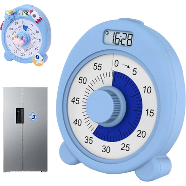 Visuell Timer for Barn Voksen Klasseromstimer Kjøkkentimer 60 Minutter Nedtelling Visuell Klokke Oppladbar Stille Studietimer
