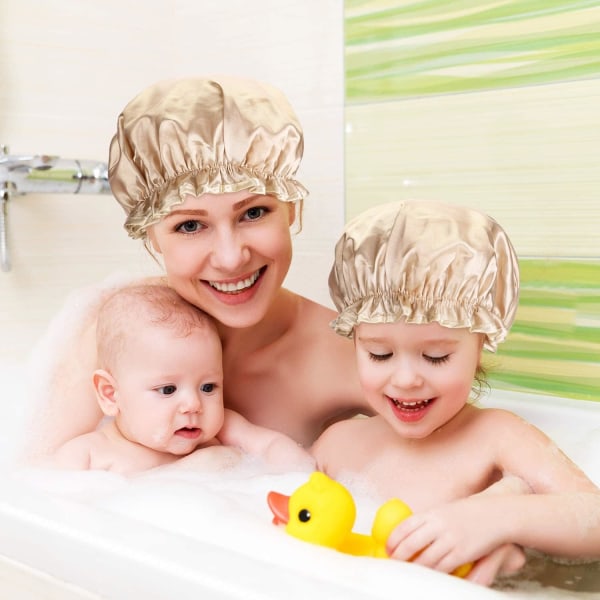 2 Pack Femmes Bonnet de Bain Réutilisables Double Couche Chapeau