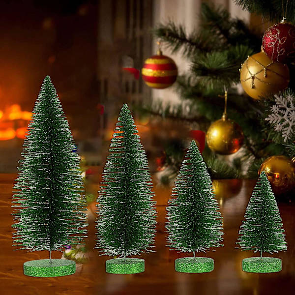 Farfi Bordsskiva Mini Julgran Flerfärgad Konstgjord Tall Dekor Med Bas För Jul Fest Hem Skrivbord 30cm Silver