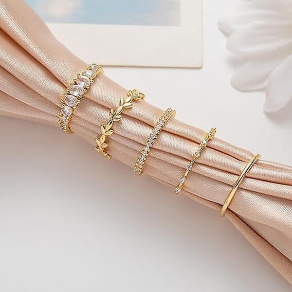 Stabelbare guldringe til kvinder, der ikke anløber, trendy, fine 14K guldbelagte stabelbare cubic zirconia tommelfingerring
