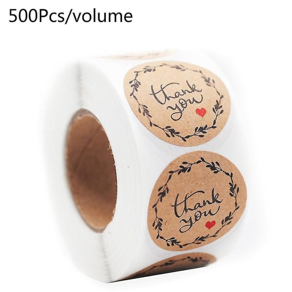 Tack-klistermärken 500 st/rulle Runda handgjorda förseglingsetikettetikett
