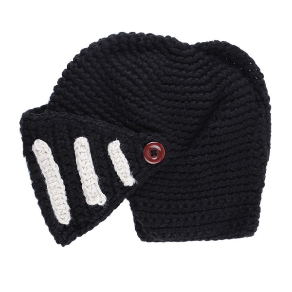 /#/Romersk ridder strikket sort hat vinter gladiator maske cap håndlavet/#/