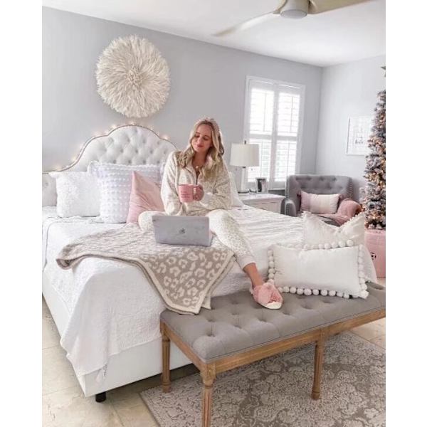 *Ullfilt stickad filt plus sammet stickad jacquard filt leopard filt*
