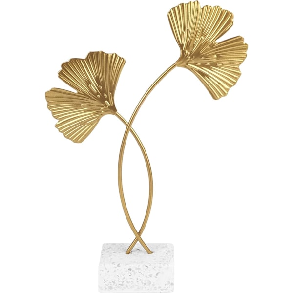 Ginkgo Blad Metal Skulptur, Ginkgo Biloba Ornamenter med Base