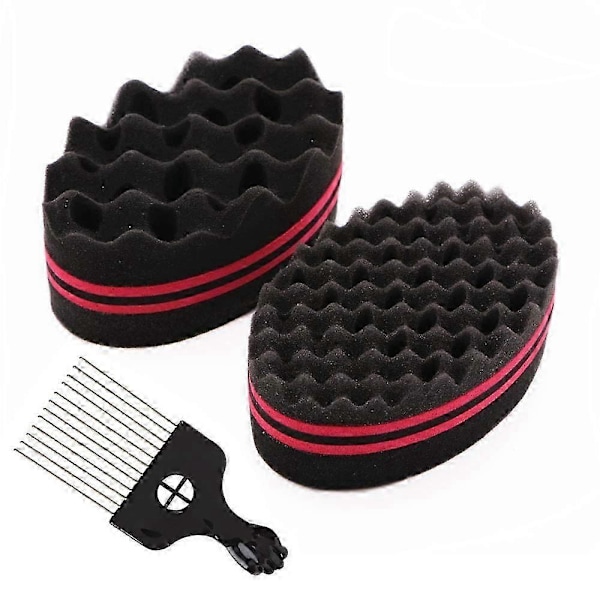 Nirvana Magic Curl Svamp Twist Svamp Dobbeltsidet Hårbørste Svamp Hår Twist Curl Svamp Magic Hårfletter Spoler Dreadlock Curl Børste 2 Stykker wi