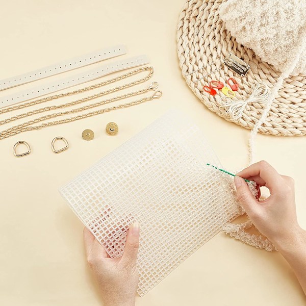 /#/18 st beige DIY stickning virka väskor kit, handgjord vävd väska/#/
