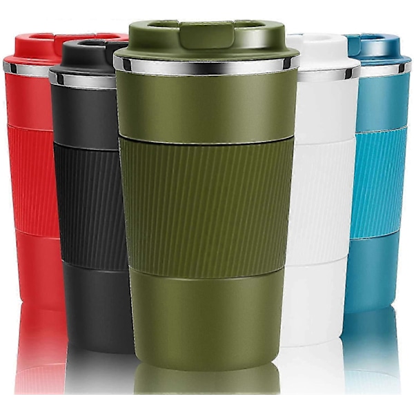 Resemugg Återanvändbara Kaffekoppar 510ml/18oz Termiskt Isolerad Vakuumisolering Rostfri Stålflaska för Varma Kalla Drycker Svart