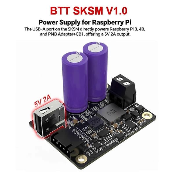 SKSM Strømbeskyttelsesmodul med systemimage og strømbegrænsende beskyttelse strømforsyning til Raspberry Pi3 4B