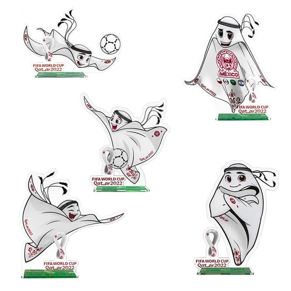 /#/x 2022 VM-stand, Qatar VM-fodboldmaskot skrivebordsdekoration/#/