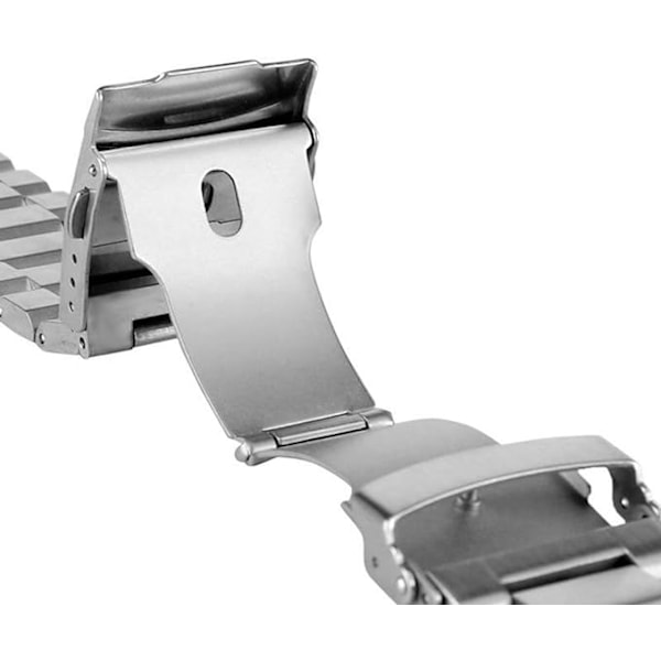 Solid tvåtonig stålband 24mm silverfärgad rostfritt metall klocka rep