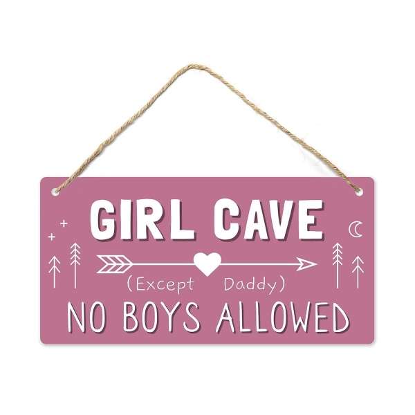 Girl Cave Sign, Girls Room dekorationer för sovrum, 12?x6? Pvc-plastdekoration hängande skylt, högprecisionsutskrift, vattentät, skyltar för barnrum