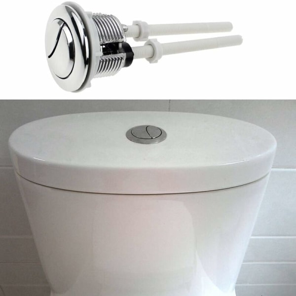 2 stk 38 mm toilettrykknapper Dobbelt skyl standardknap krom S