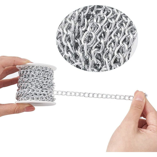 *Vriden stor länkkedja, osvetsad, silveraluminium med spole, 1*