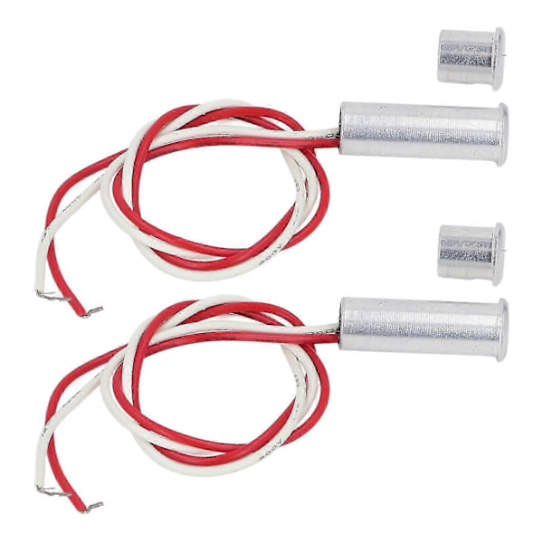 2 Set Infälld Magnetisk Brytare DC12 till 24V Aluminiumlegering NC Trådbunden Dörrsensor Fönster Reed Switch för Larmsystem Åtkomstkontroll