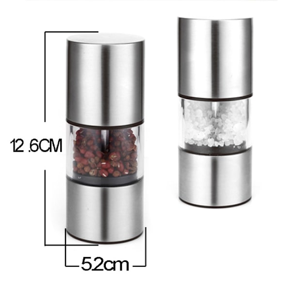#1 stk. Mini Salt- og Peberkværn i Rustfrit Stål med Keramisk Kværn - Køkkenudstyr - Kværn (1 stk. - mini)#