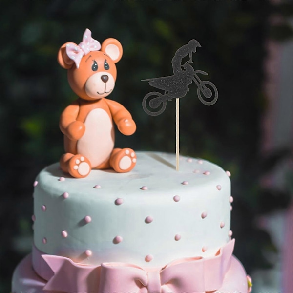 24 stk 1 sett Unike Dessertpinner Bursdagsfest Cupcake Toppers (Svart)