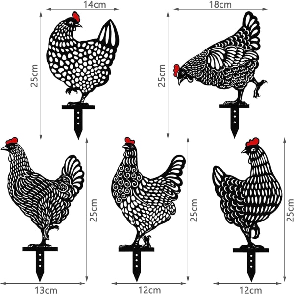5 stk Hagekylling Dekorasjon, Realistisk Hønse, Kylling Hagekunst, Hol