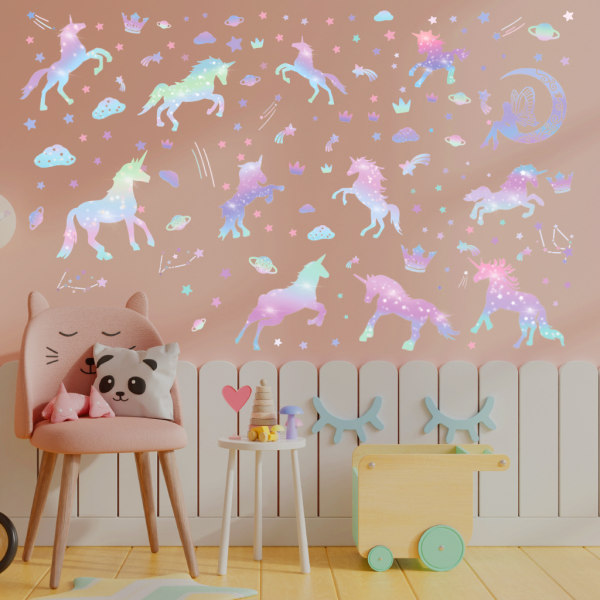 3 st Väggdekaler Gradient Unicorn Väggdekaler Mural Deca