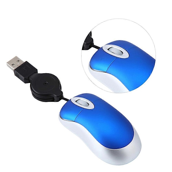 Kreativ USB-kabelansluten mus Mini Teleskopisk mus Dator Notebook Mus Bärbar mus (Blå)