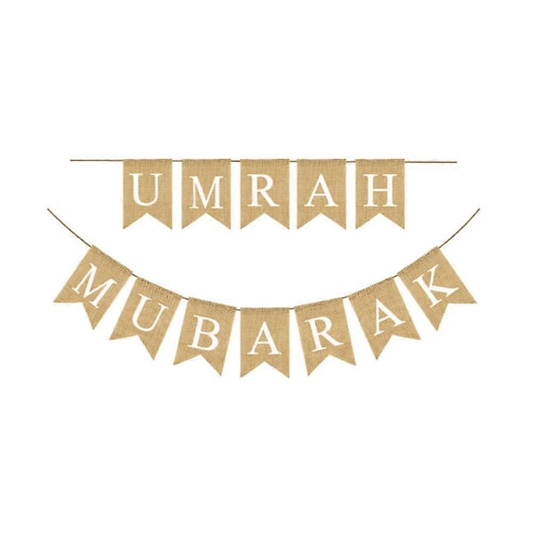 Ramadan Festival Flagg UMRAH MUBARAK Trykk Sekkestrie Banner Svalehale Vimpel Festutstyr Bakgrunn Layout Rekvisitter