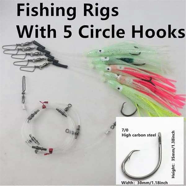 Glow Squid Deep Drop Tilefish Rig, Fremragende til dybhavsfiskeri efter Tilefish, Grouper, Bundfiskeri Rig 7/0