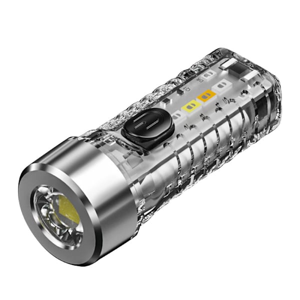 Liten Mini Kraftfull Nyckelring LED Ficklampa Typ-C Multifunktionell