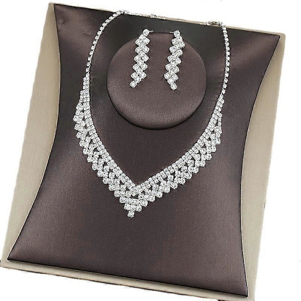 Brud Rhinestone Halskæde Øreringe Dråbeform Brudesmykker