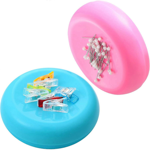 2 kpl Magneettinen ompeluneulatyyny Pyöreä paperiliittimen pidike Magneettinen tyyny Neulapidike Ompeluneula Push Pin Hiusklipsin säilytyskotelo Neulatyyny S
