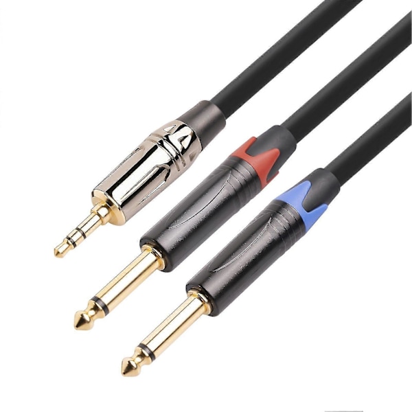 Audiokaapeli ammattikäyttöön, Plug and Play, kullattu liitäntä, 3,5 mm uros - kaksois 6,35 mm mono uros stereo AUX-johto mikserille