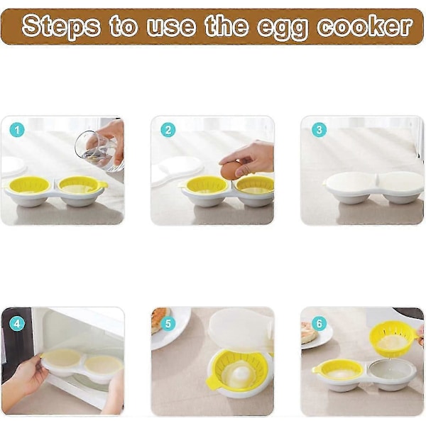 Mikrobølgeovn Eggepocherer, Dampkoker Egg, Dobbeltlags Non-Stick Gryte med Lokk for Matlaging av Egg på Kjøkkenet (Oransje)
