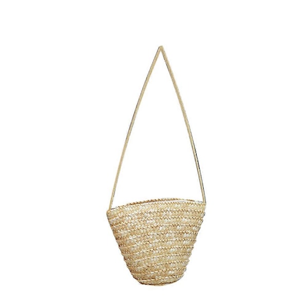 Rattan Vævet Håndtaske Mini Taske Alsidig Crossbody Taske Håndlavet Pung til Kvinder