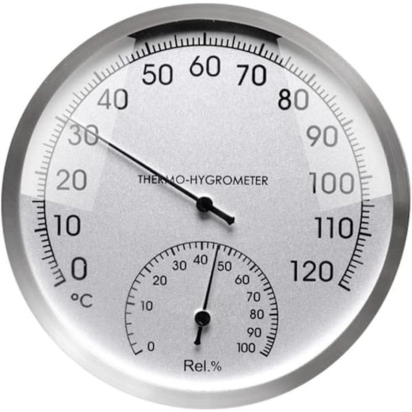 Termometer og Hygrometer 2 i 1, Metall Urskive Termometer, Analog