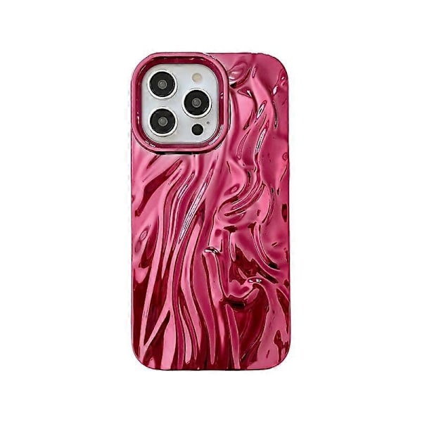 Skjellrynker, vannkrusninger, krombelegg, bølgemønster, myk, kompatibel med Phone 15pro Max telefondeksel (rød)