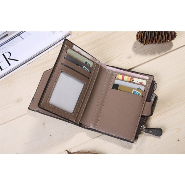 Kaffe Farge Ekte Lær Herre Lommebok 12,5 x 9,8 x 1,8cm RFID Bl