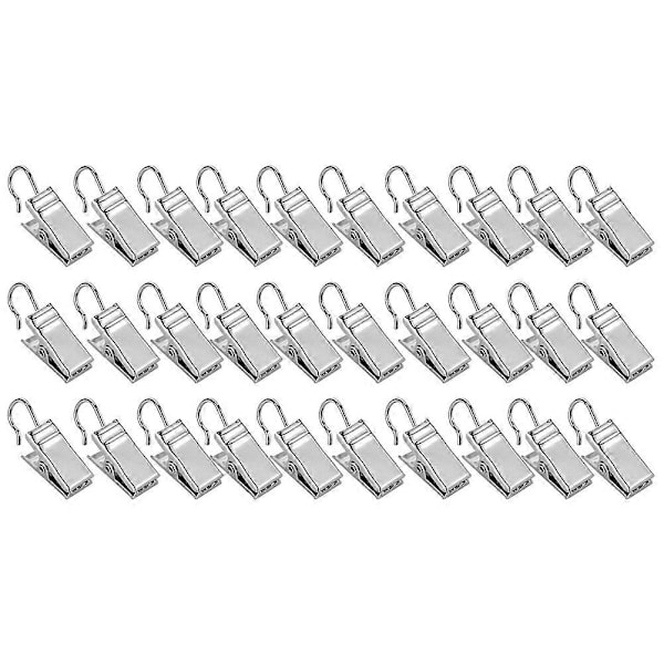 30 stk. Gardinklips Krok Kraftige Gardinklips Metall Fotoklips Sokker Undertøy Klemmer (Sølv)