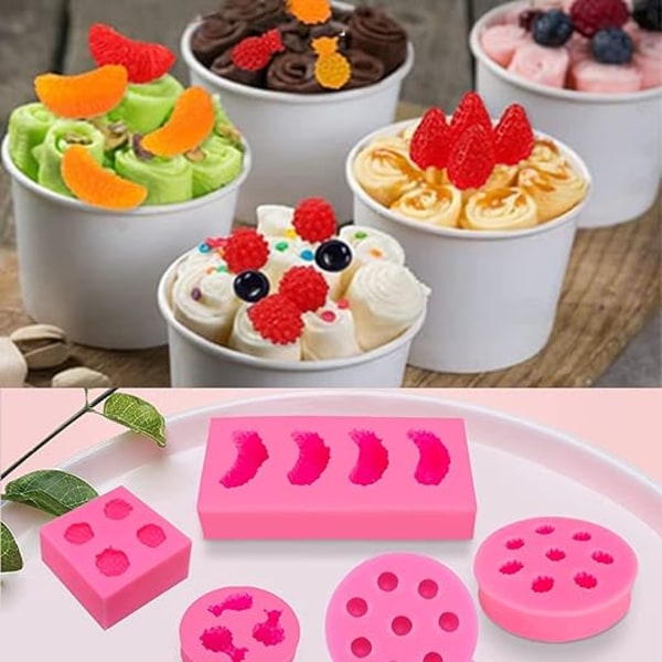 5 stk Frukt Silikonform Fondant Fruktformede geléformer, 3D Min