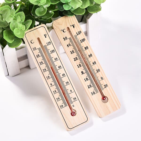 2 stk. tretermometer Produksjon av analog bøk tre