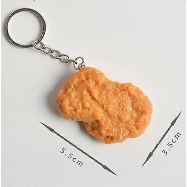 Håndlavet nøglering imitation kylling nuggets nøglering legetøj mad rekvisitter nyhed nøglering mænd og kvinder nøglering 2 stk