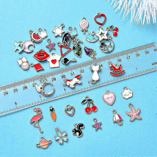 100 stk. Blandet Assorteret Guldbelagt Emalje Dyr Frugt Måne Stjerne Fin Dingle Charm Pen